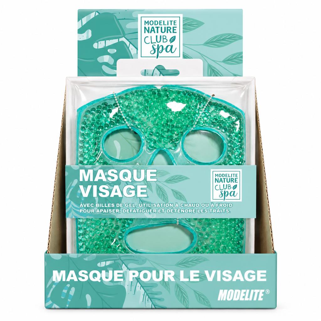Masque pour le visage avec billes de gel