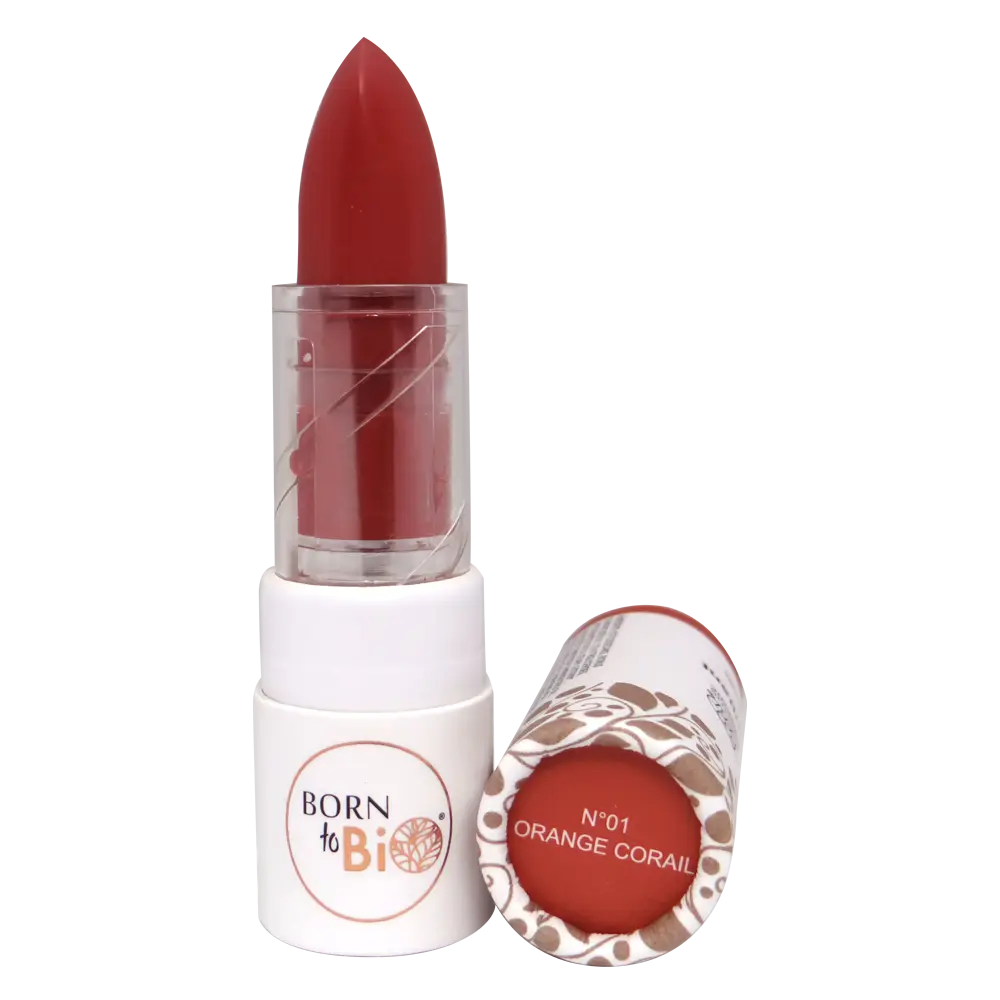 Organic glossy lipstick - #1 Coral Orange