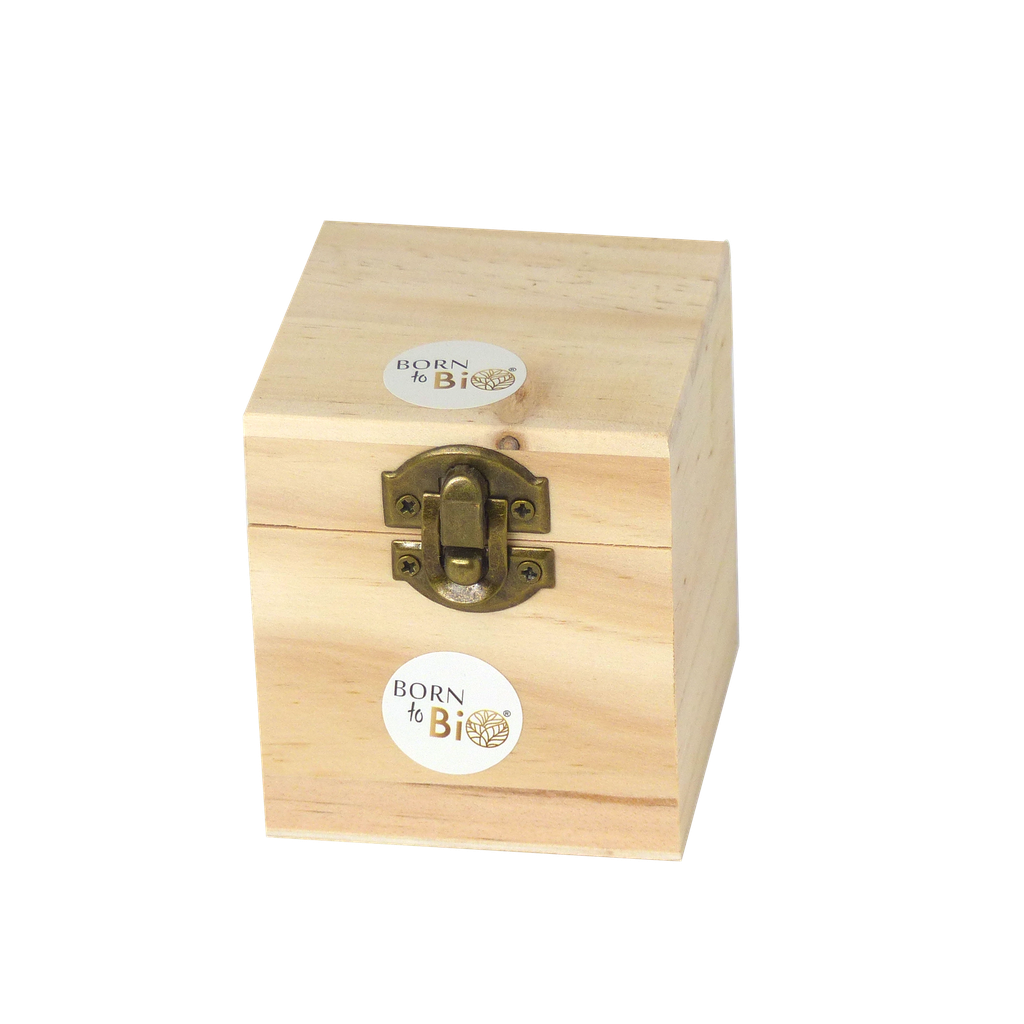 Boîte de rangement bois - 4 Bouteilles X 10 mL - 7 X 7 X 8 Cm