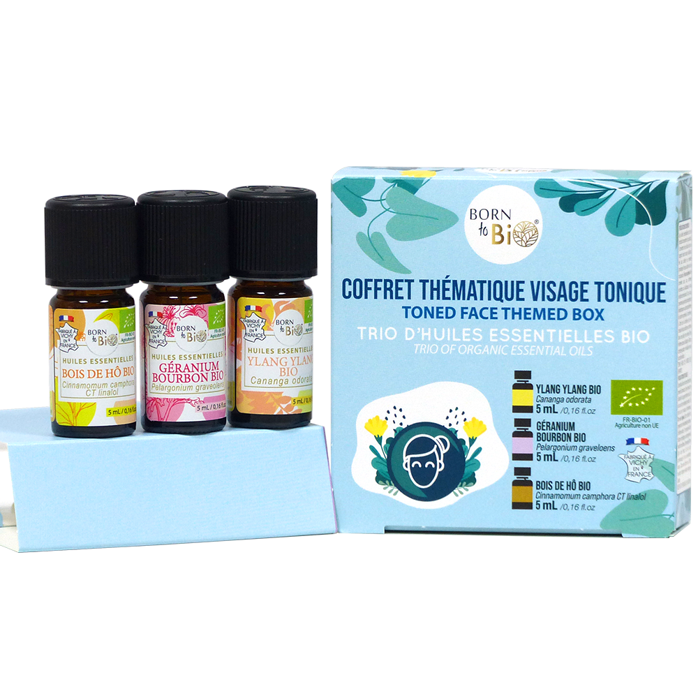Coffret thématique visage tonique trio d’huiles essentielles bio