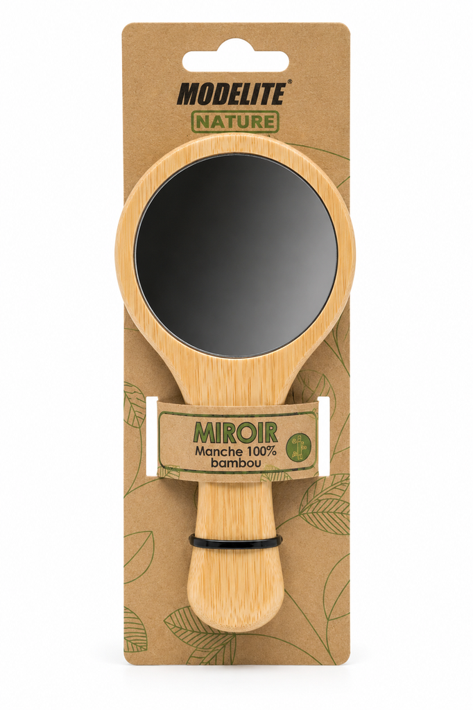 Bamboo handle pocket mirror