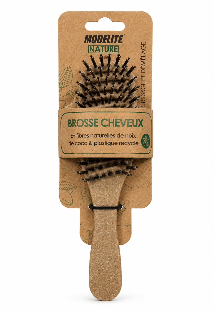 Brosse plate multi-usages / fibres de coco et plastiques recyclés