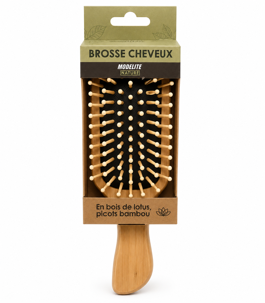 Brosse bois de lotus picots bambou 22 cm