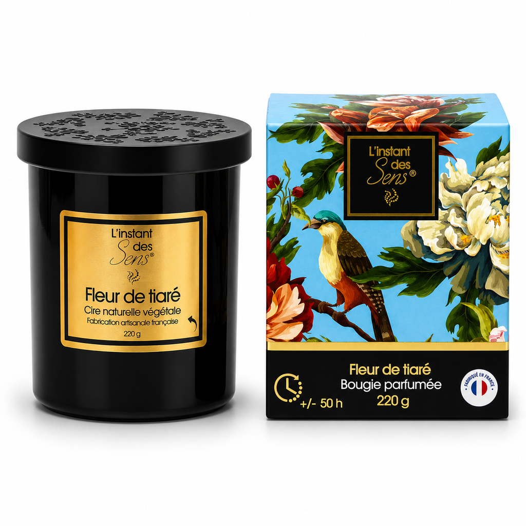 Bougie cire de soja 100% naturelle - Fleur de Tiaré - 220g