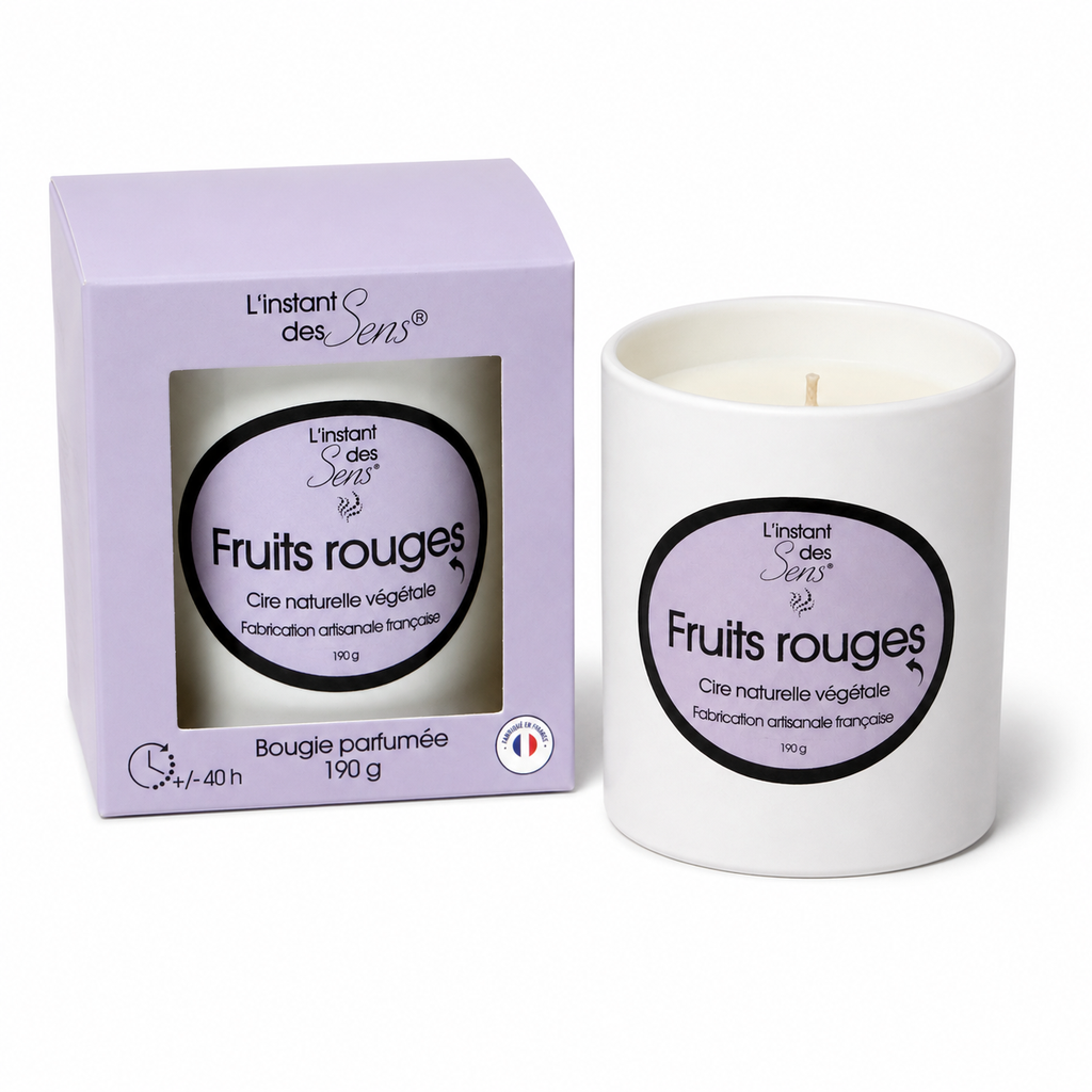 Bougie cire de soja 100% naturelle - Fruits Rouges - 190g