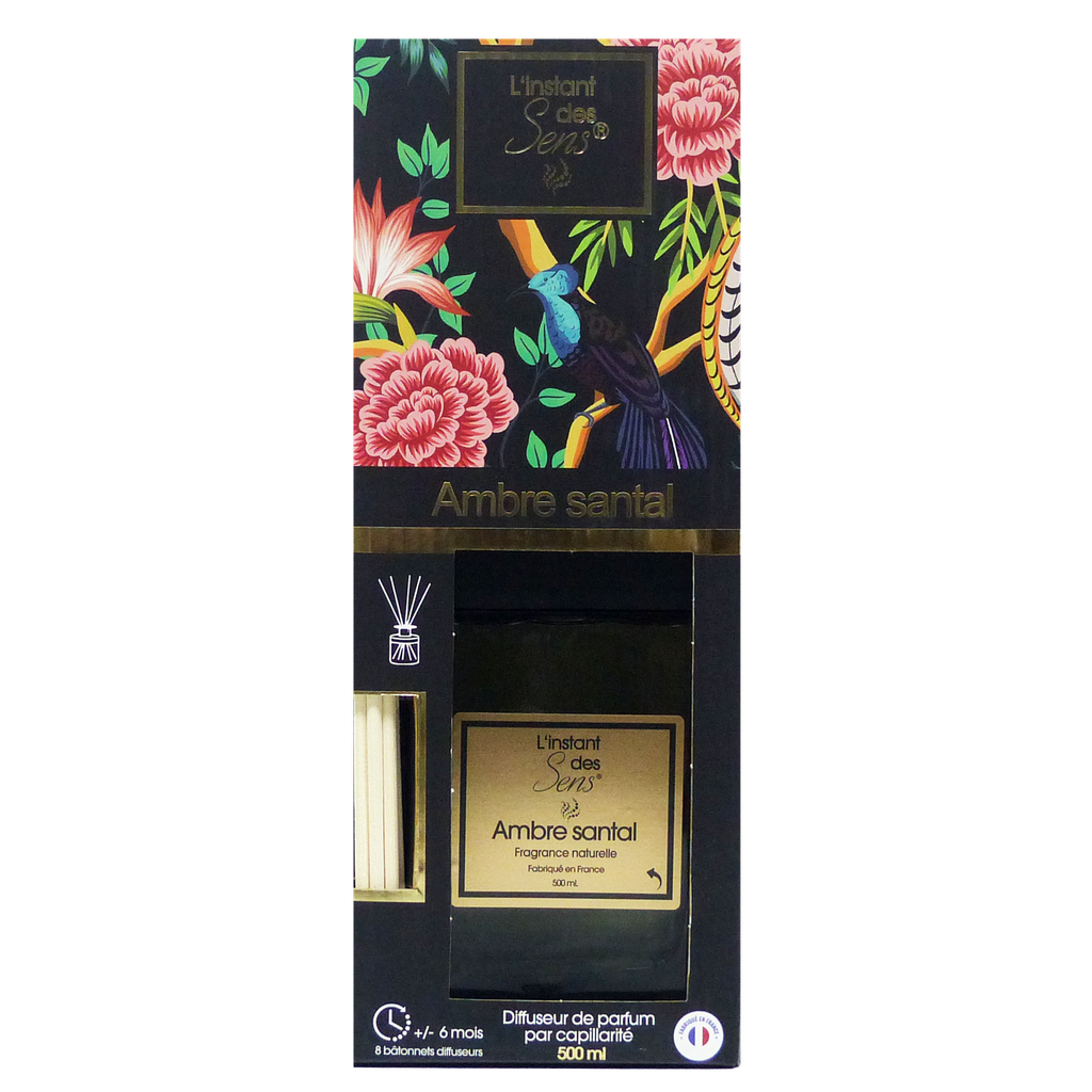 Diffuseur de parfum capillarité 500 mL - Ambre Santal