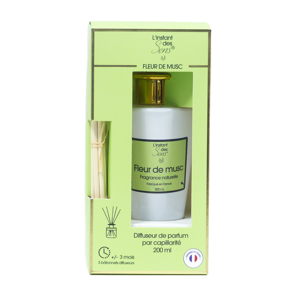 Diffuseur de parfum capillarité 200 mL - Fleur de Musc