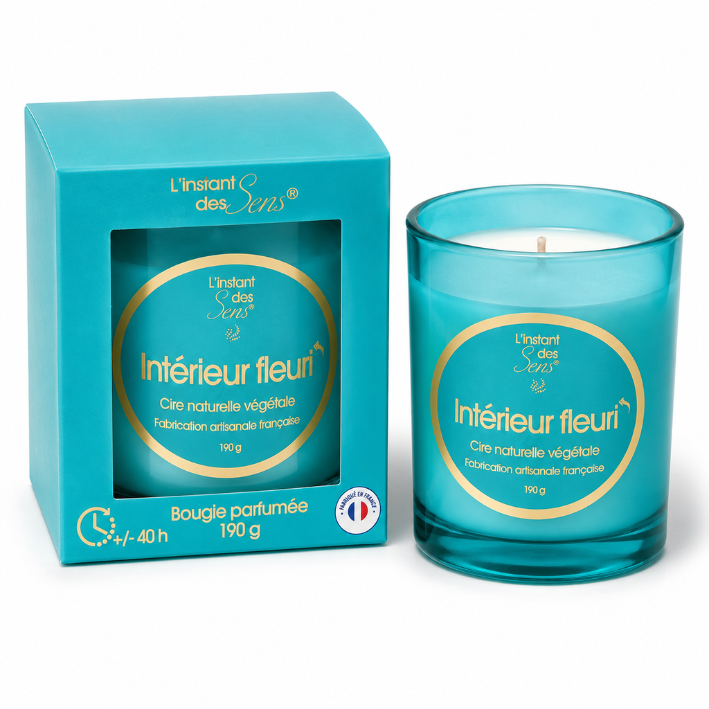 Bougie cire de soja 100% naturelle - Intérieur Fleuri - 190g