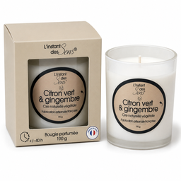 Bougie cire de soja 100% naturelle - Citron Vert et Gingembre - 190g