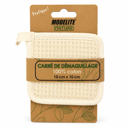 Éponge à démaquiller nid d'abeille coton - 10 × 10 cm