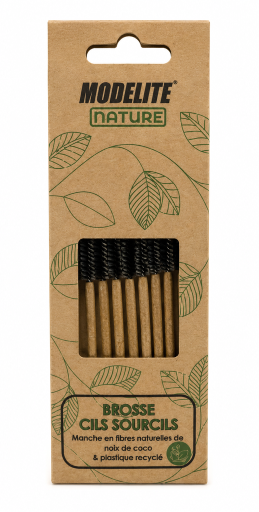 Mini lash & brow brushes x10 - Coconut Fiber and Recycled Plastic Handle