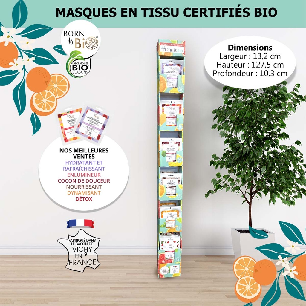 Kit de démarrage : présentoir + masques bio certifiés