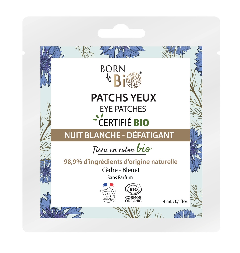 Patchs pour les yeux nuit blanche en coton - Certifiés Bio