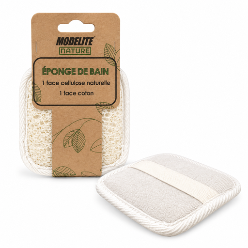 [NAS012] Bath sponge - 1 Natural Cellulose Side / 1 100% Cotton Side