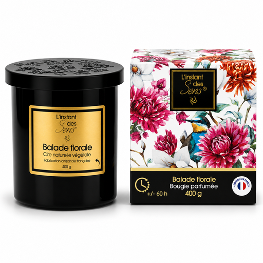 [PDABP0025] Bougie cire de soja 100% naturelle - Balade Florale - 400g