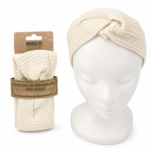 [NAS036] Bandeau démaquillage nid d'abeille 100 % coton