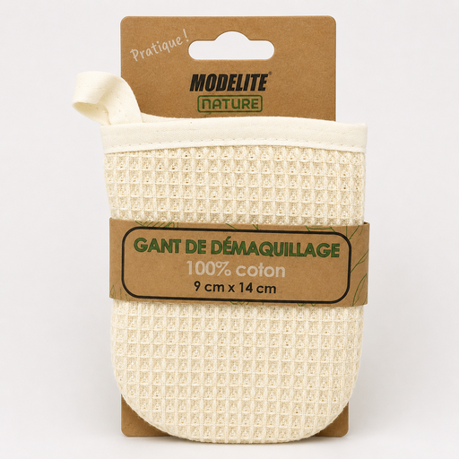 [NAS037] Gant de démaquillage x 1 nid d'abeille 100 % coton