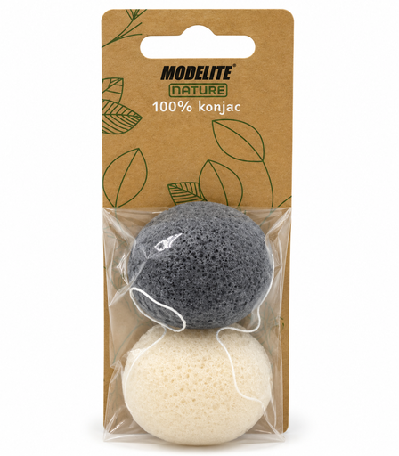 [NAS042] Eponge de bain forme galet konjac x 2 gris/blanc