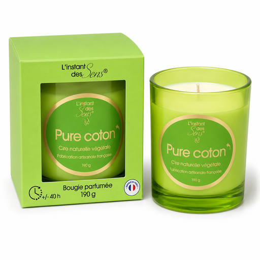 [PDABP0011] Bougie cire de soja 100% naturelle - Pure Coton - 190g