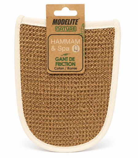 [NAS048] Gant de friction 1 face ramie / 1 face coton